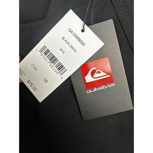 Quiksilver Pants Mens 38x31 Black Onyx Slim Fit Stretch Polyester Casual New - Picture 2 of 11